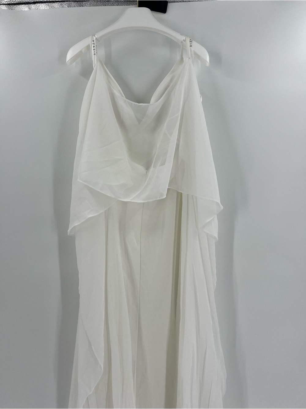 NWT Azazie Caity Dress Diamond White Size 14 | Wedding Formal Chiffon Gown - Picture 5 of 16